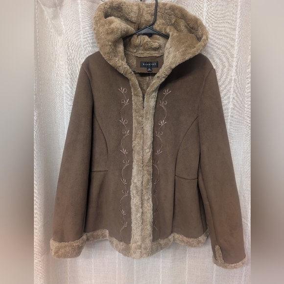 Braetan Jackets & Blazers - Braetan Brown Teddy-Lined Faux-Suede Jacket with Hood
